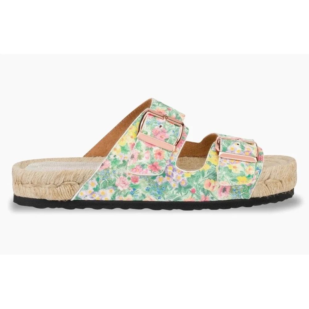 LoveShackFancy x Manebi Nordic Sandals Rainbow Skies Floral Suede Espadrille 39